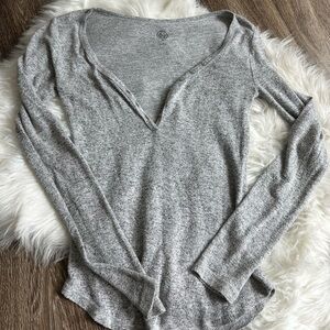 SO Gray Fitted Long Sleeve Henley